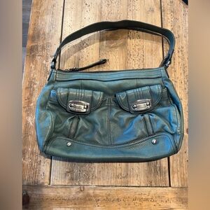 B. Makowsky Teal Leather Shoulder Bag